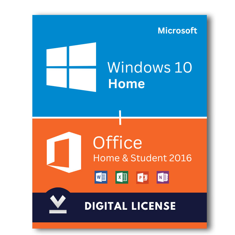 Windows 10 Home + Microsoft Office 2016 Home and Student Bundle